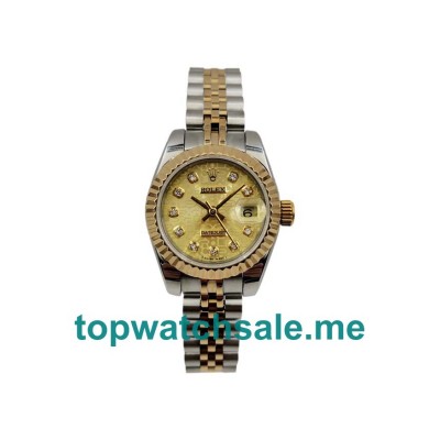 UK Best 1:1 Fake Rolex Lady-Datejust 179173 With Champagne Dials For Women