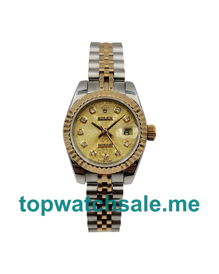 UK Best 1:1 Fake Rolex Lady-Datejust 179173 With Champagne Dials For Women