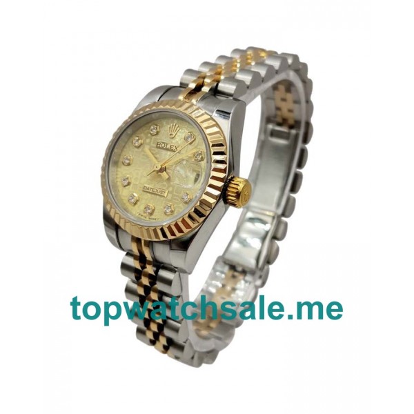 UK Best 1:1 Fake Rolex Lady-Datejust 179173 With Champagne Dials For Women