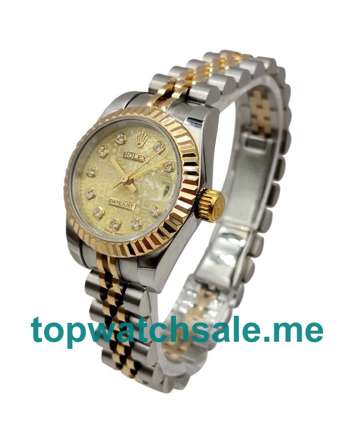 UK Best 1:1 Fake Rolex Lady-Datejust 179173 With Champagne Dials For Women