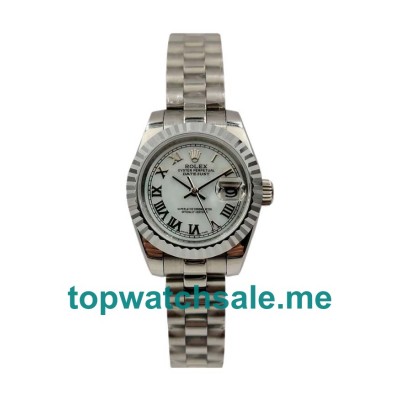 UK Cheap Rolex Lady-Datejust 79174 Replica Watches With White Dials For Women