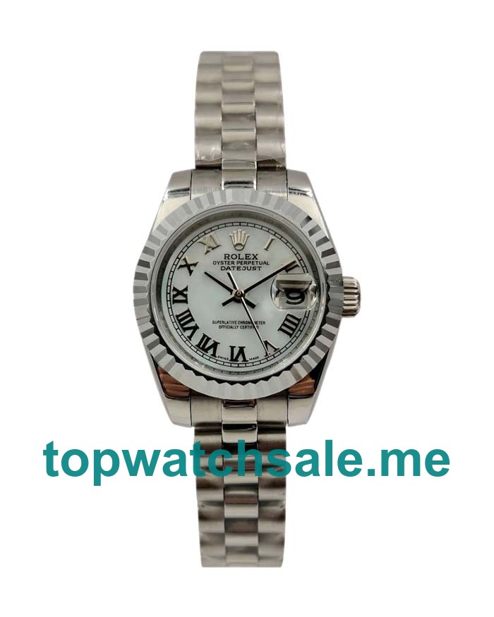 UK Cheap Rolex Lady-Datejust 79174 Replica Watches With White Dials For Women