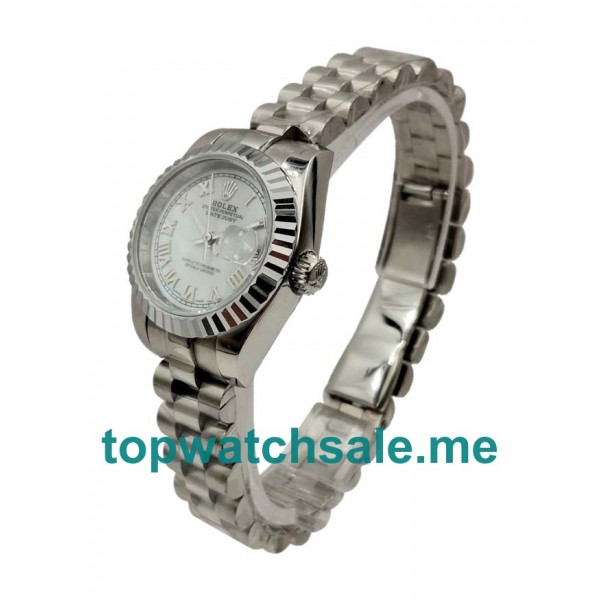 UK Cheap Rolex Lady-Datejust 79174 Replica Watches With White Dials For Women