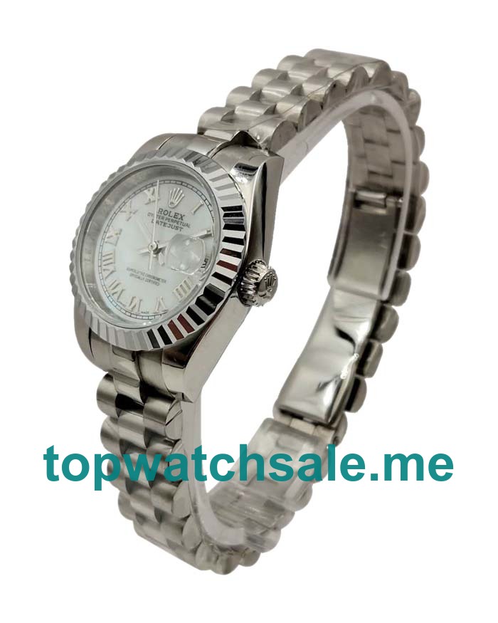 UK Cheap Rolex Lady-Datejust 79174 Replica Watches With White Dials For Women