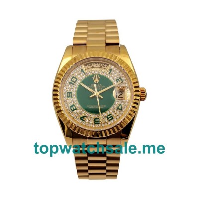 UK AAA Quality Rolex Day-Date 118348 Fake Watches With Green Dials For Men