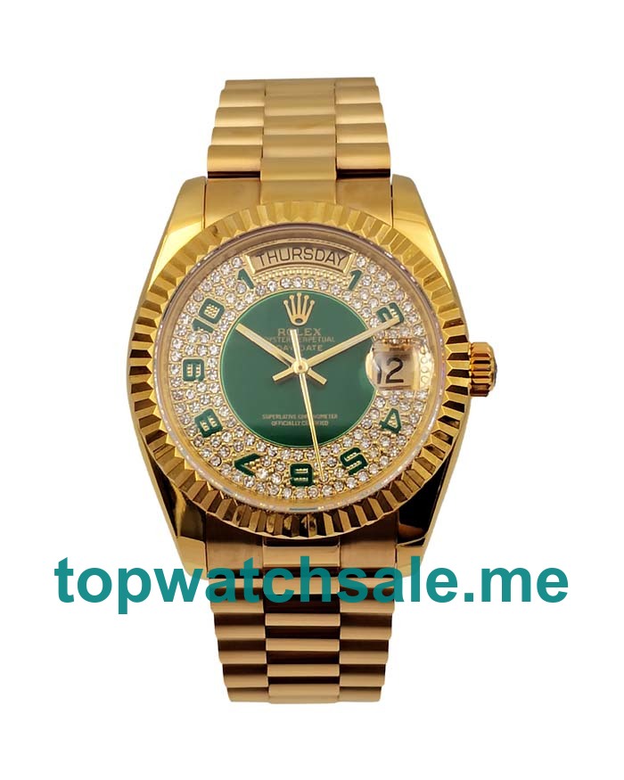UK AAA Quality Rolex Day-Date 118348 Fake Watches With Green Dials For Men